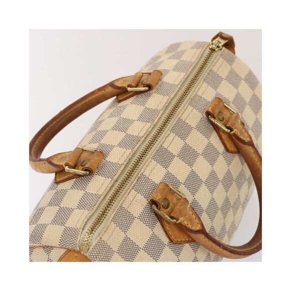 Pre Loved Louis Vuitton Speedy 25 Damier Azur handbag Women White - Picture 6 of 8